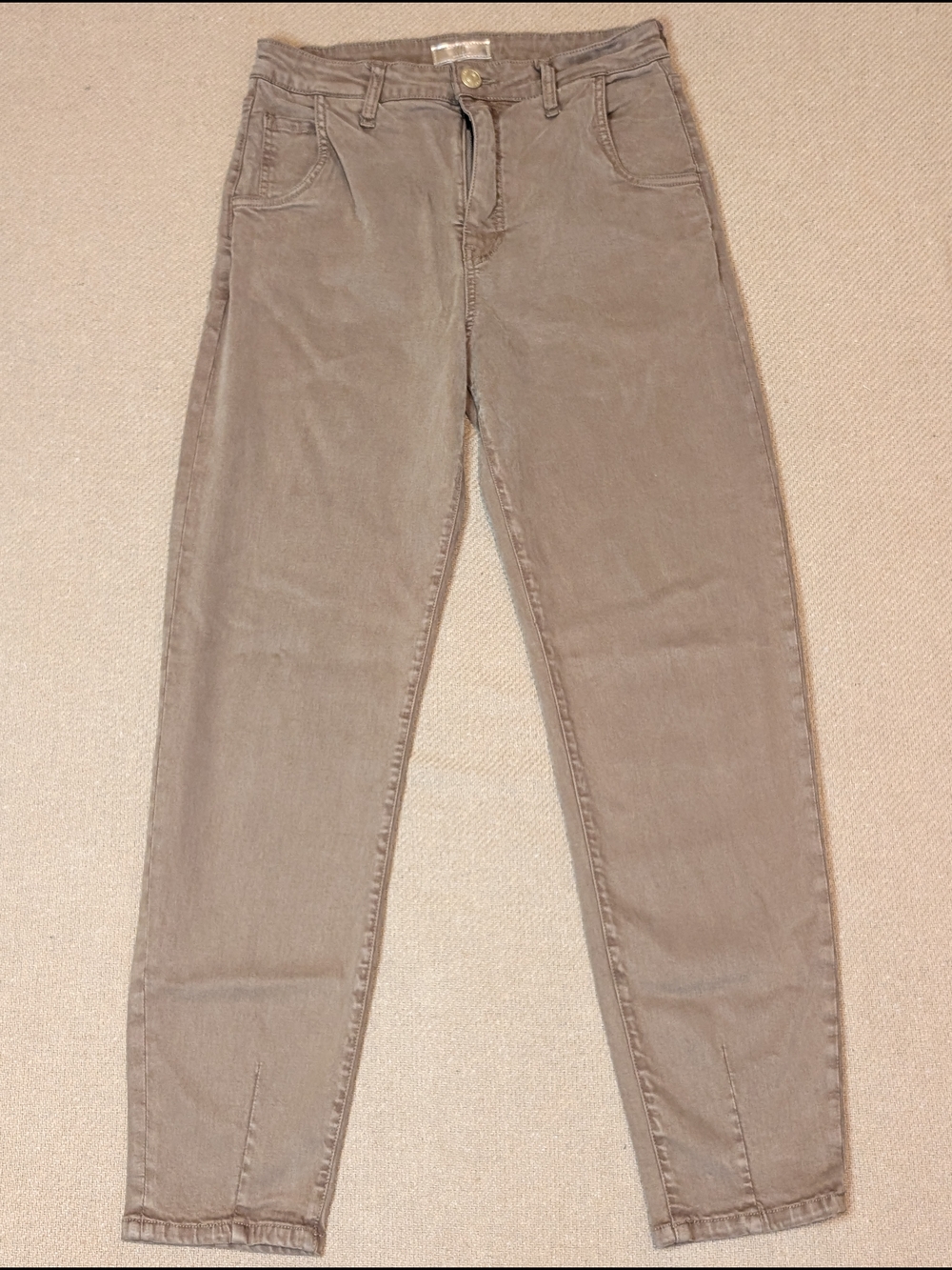 Kut From the Kloth Campbell High Rise Straight Leg Jeans Pants Taupe Camel Brown